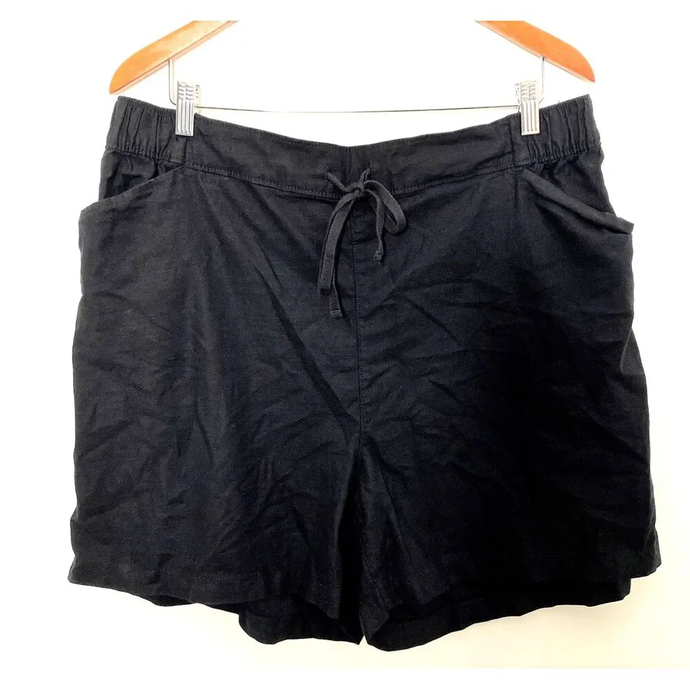 Lane Bryant The Softest Short Cotton Blend Black Pull On Drawstring Sz 18/20 - Picture 2 of 9